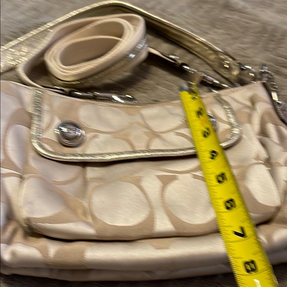 Coach Cream and Gold Shoulder Bag with Signature Monogram - Picture 8 of 8